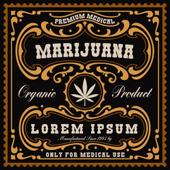 a vintage design for cannabis pre-rolls package, all elements are in separate groups and editable