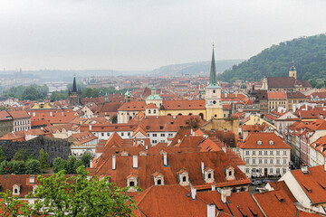Obraz premium The red tile roofs of Mala Strana in Prague.