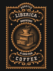 A vintage coffee label, this design is perfect for coffee beans package