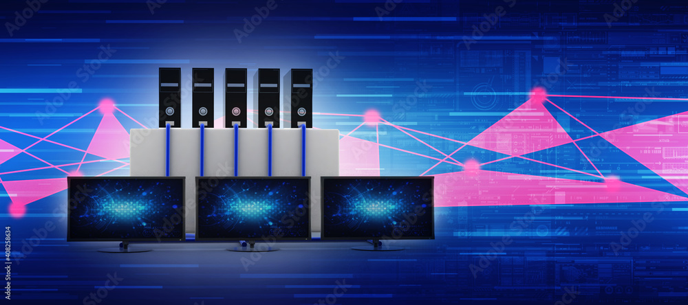 Poster 3d rendering technology computer network