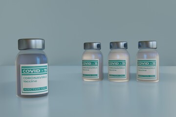 Vaccine covid 19 bottle with silver background