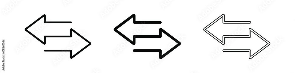 Poster transfer arrows line icon. linear style sign for mobile concept and web design. left right arrows si