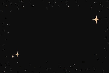 Naklejka premium Sparkly stars gold starry sky border on black background