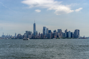 Fototapeta na wymiar New York City Center from Statue of Liberty National Park