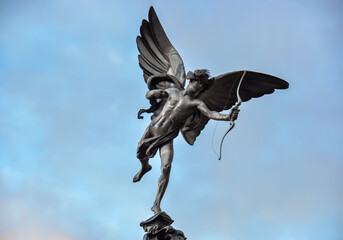 Statue of Eros on Paccidilly circus in London, UK - obrazy, fototapety, plakaty
