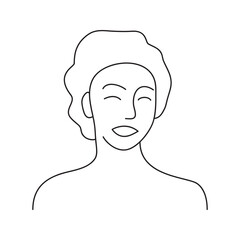 Minimalism hand drawn female vector portrait in modern abstract one line drawing graphic style. Decor print, wall art, creative design for social media. Trendy template with portrait woman front face