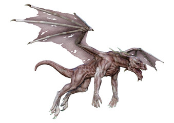 3D Rendering Fairy Tale Dragon on White