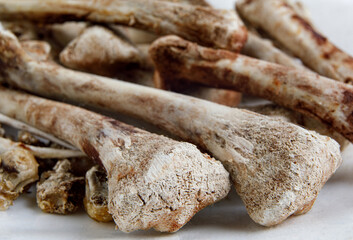 Chicken bones. chicken bones left from lunch.