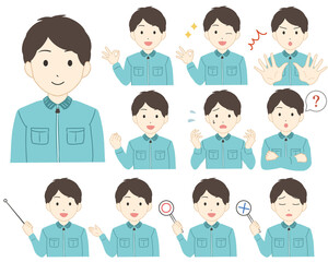 作業員　男性　動作バリエーション　線無し