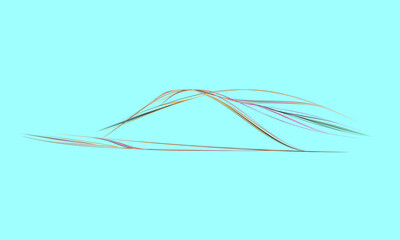 Abstract colorful curvy lines on tender blue background. May be sound wave, volume level or signal. 