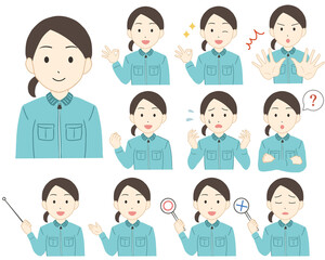 作業員　女性　動作バリエーション　線無し