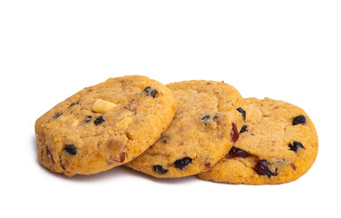 cookies with chocolate and nuts isolated