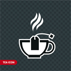 Vector image. Tea drink icon. Tea bag in a cup.