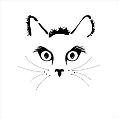 Vector illustration of cat. Symbol of farm animal and pet.