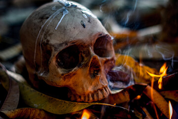 skull and fire
