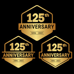 Obraz premium 125 years anniversary set. 125th celebration logo collection. Vector and illustration. 