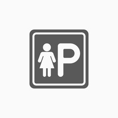 lady parking icon, parking vector