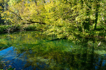 Fototapeta premium Exotic waterfall and lake landscape of Plitvice Lakes National Park, UNESCO natural world heritage and famous travel destination of Croatia