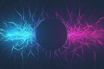 Quantum computer technology concept. Deep learning artificial intelligence. Big data algorithms visualization for business, science, technology. Waves flow, illustration.