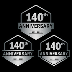 140 years anniversary set. 140th celebration logo collection. Vector and illustration.
