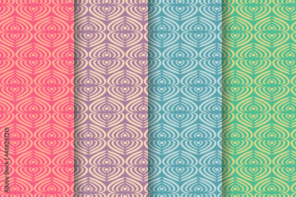Poster set of line curve pattern template design like a part of lotus flower or love. combination pastel co