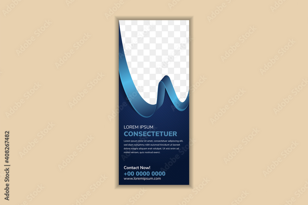 Poster abstract geometric banner template for technology concept. vertical layout combined with blue gradie