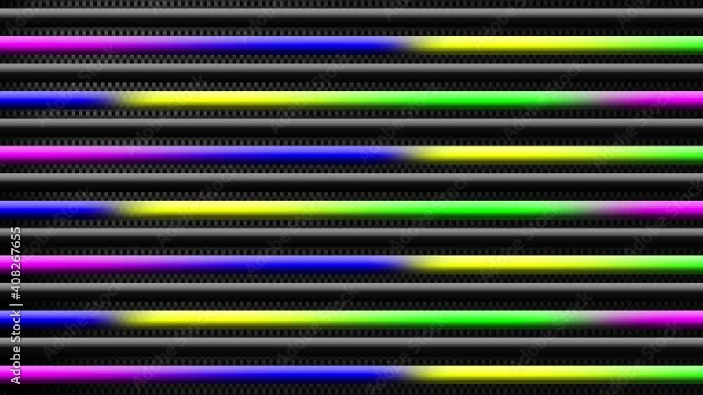 Poster colored abstract motion background - tubes with running rainbow colors on dark background