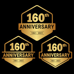 Obraz premium 160 years anniversary set. 160th celebration logo collection. Vector and illustration. 