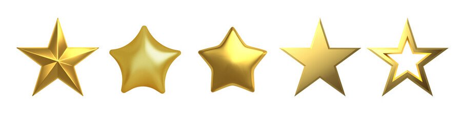 3D Golden star on white background Vector