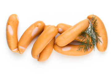 Pork sausage isolated on white background.