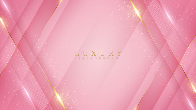 Luxury golden line background pink shades in 3d abstract style , Valentines day concept, Illustration from vector about modern template deluxe design.