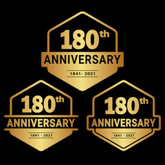 180 years anniversary set. 180th celebration logo collection. Vector and illustration.
