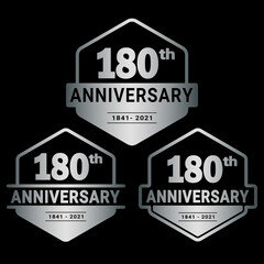 180 years anniversary set. 180th celebration logo collection. Vector and illustration.
