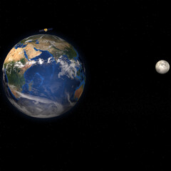 Obraz na płótnie Canvas 3d render of the earth with moon ang satellite