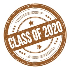 CLASS OF 2020 text on brown round grungy stamp.