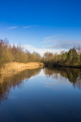Fototapeta na wymiar Little lake at the Schildmeer area in Groningen, Netherlands