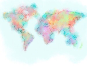 World map abstract colorful illustration
