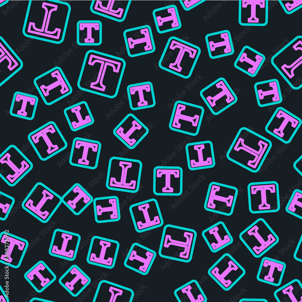 Poster line text icon isolated seamless pattern on black background. vector illustration.
