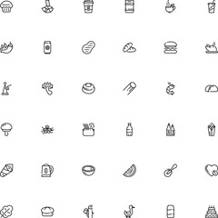 icon vector icon set such as: electrical, toast, bun, circle, tap, garden, shiny, craft, caffeine, grey puffball, household, line art, grain, flower, fly agaric, mexican, croissant, thin, recipe, keg