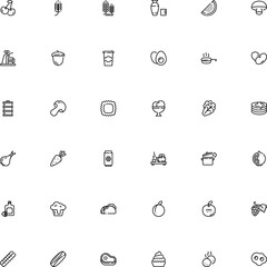 icon vector icon set such as: winery, oriental, ice, seasonal, tonic, yogurt, wood, field, fastfood, skillet, bake, fry, watermelon, milk, haricot, bulb, drum, take, grocery, campanelle, round, whole