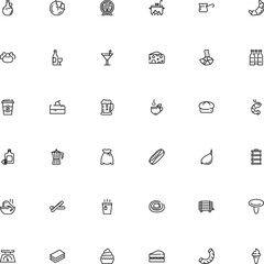 icon vector icon set such as: edible, cavatelli, ice, wineglass, domestic, cookie, summer, froth, fast, dough, bamboo, animal, trendy, colour, kitchenware, health, red, croissant, doodle, fork