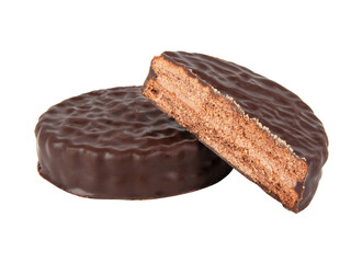 Chocolate sandwich cookies isolated on the white