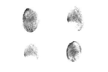 human fingerprints, personality identification concept, fat sweat traces from the crime scene, dna determination, police investigation