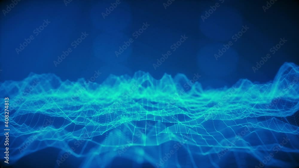 Poster abstract waving mesh of digital technology background, data center, cloud computing, blockchain, dat