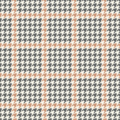 Houndstooth check plaid pattern in grey and beige. Seamless vector grid background image for skirt, jacket, trousers, dress, or other classic spring and autumn fashion tattersall simple textile print.
