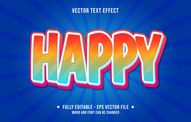 Editable text effect - happy colorful gradient color modern style	
