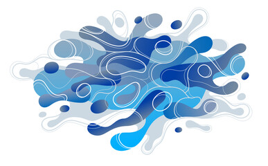 Abstract blue lava fluids vector illustration, bubble gradients shapes in motion, artistic background graphic element, dynamic modern art liquid forms flowing.