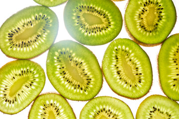 Fresh ripe kiwi falling in the air