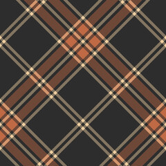 Brown plaid pattern vector. Seamless modern tartan checked plaid background graphic in dark brown, orange, beige for flannel shirt, skirt, blanket, or other classic autumn winter fashion textile print