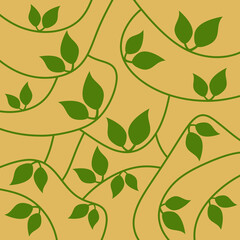 Leaves Green Brown Circular Lines Square Background
